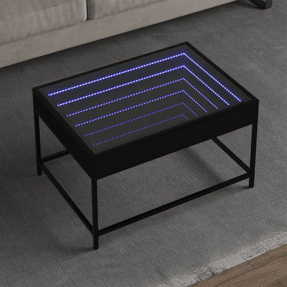 Soffbord med Infinity LEDs svart 70x50x41 cm