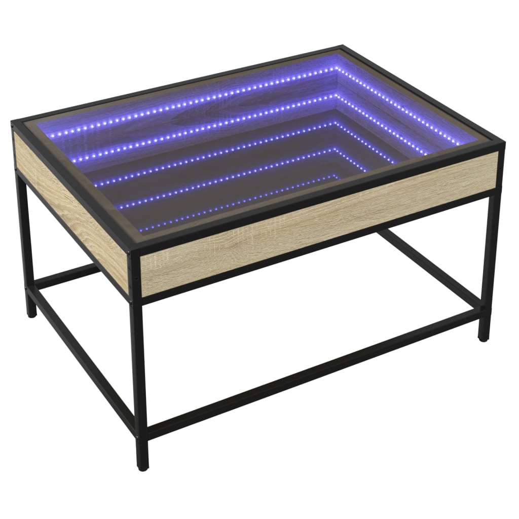 Soffbord med Infinity LEDs sonoma-ek 70x50x41 cm