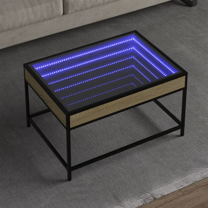 Soffbord med Infinity LEDs sonoma-ek 70x50x41 cm