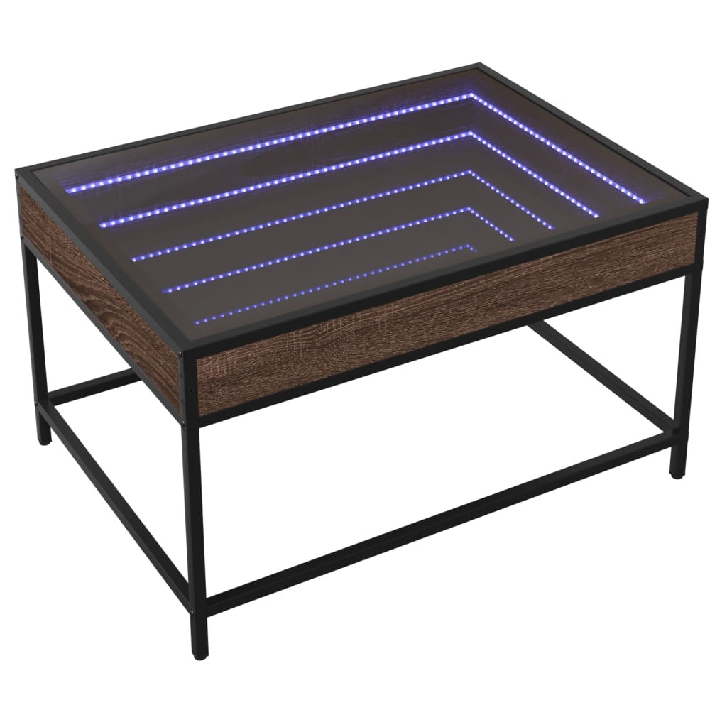 Soffbord med Infinity LEDs brun ek 70x50x41 cm