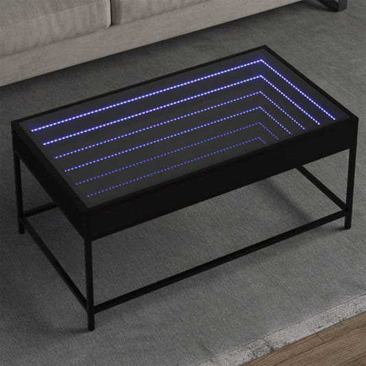 Soffbord med Infinity LEDs svart 90x50x41 cm