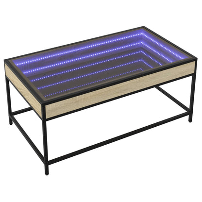 Soffbord med Infinity LEDs sonoma-ek 90x50x41 cm