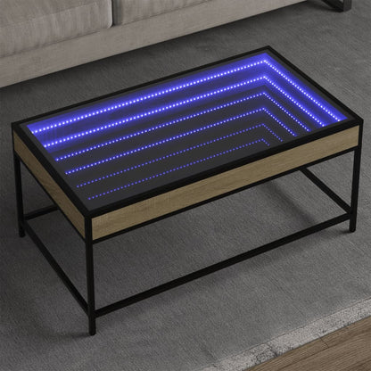 Soffbord med Infinity LEDs sonoma-ek 90x50x41 cm