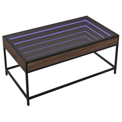 Soffbord med Infinity LEDs brun ek 90x50x41 cm