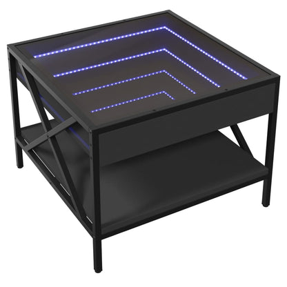 Soffbord med Infinity LEDs svart 50x50x38 cm