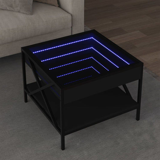 Soffbord med Infinity LEDs svart 50x50x38 cm