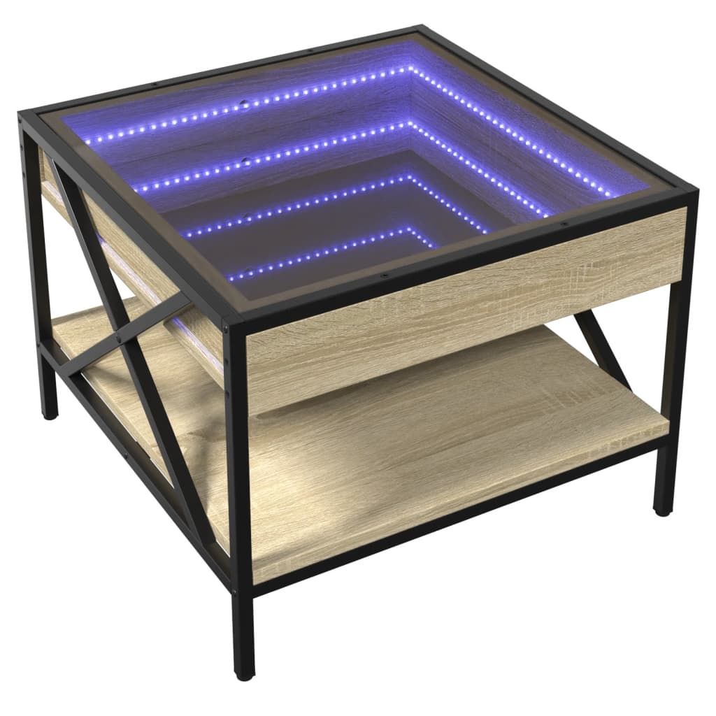 Soffbord med Infinity LEDs sonoma-ek 50x50x38 cm