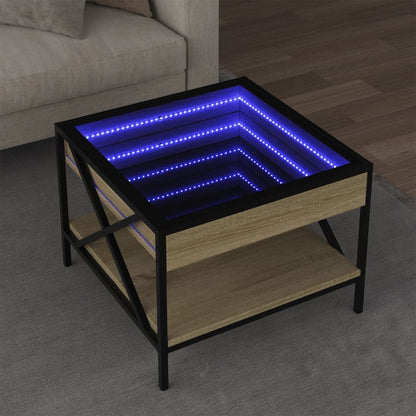 Soffbord med Infinity LEDs sonoma-ek 50x50x38 cm