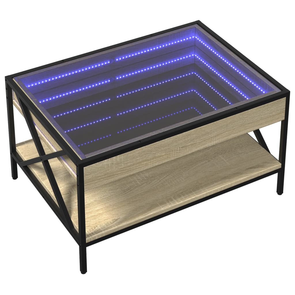 Soffbord med Infinity LEDs sonoma-ek 70x50x38 cm