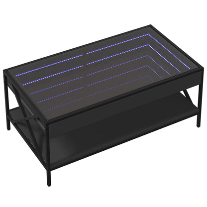 Soffbord med Infinity LEDs svart 90x50x38 cm