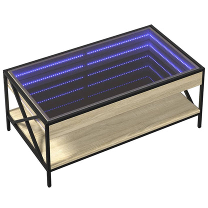 Soffbord med Infinity LEDs sonoma-ek 90x50x38 cm