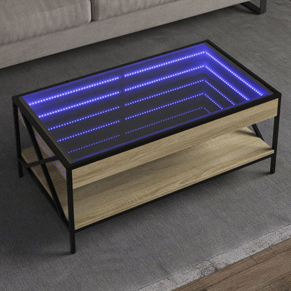 Soffbord med Infinity LEDs sonoma-ek 90x50x38 cm