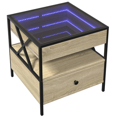 Soffbord med Infinity LEDs sonoma-ek 50x50x51 cm