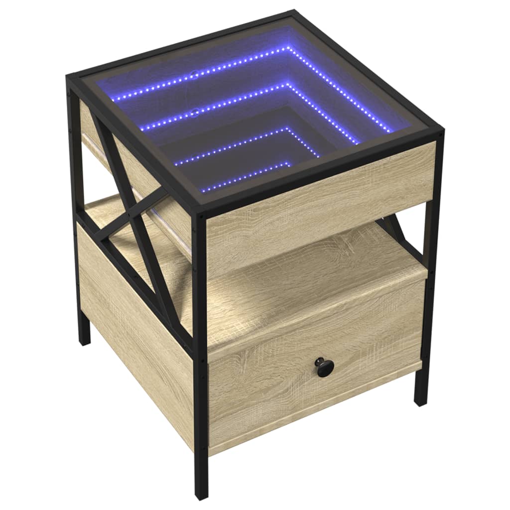 Soffbord med Infinity LEDs sonoma-ek 40x40x51 cm