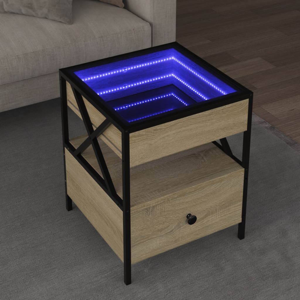 Soffbord med Infinity LEDs sonoma-ek 40x40x51 cm