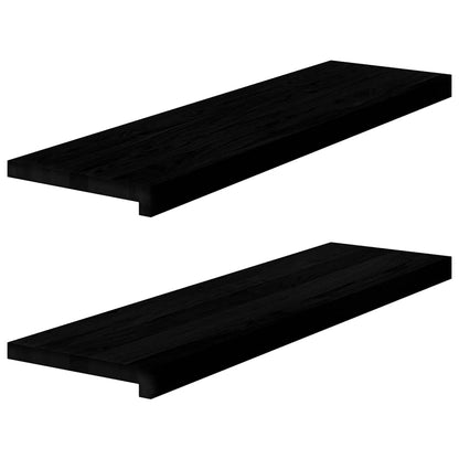 Trappstegsmattor 2 pcs mörkbrun 90x25x2 cm massiv ek