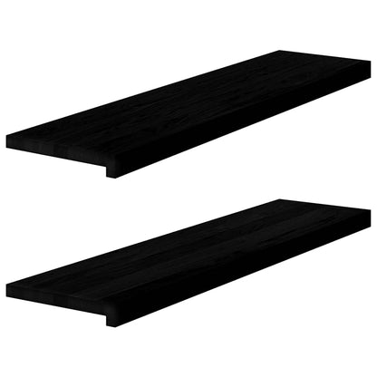 Trappstegsmattor 2 pcs mörkbrun 100x25x2 cm massiv ek