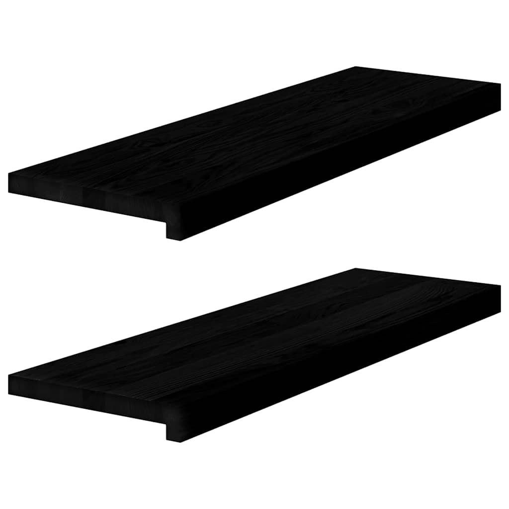 Trappstegsmattor 2 pcs mörkbrun 80x30x2 cm massiv ek