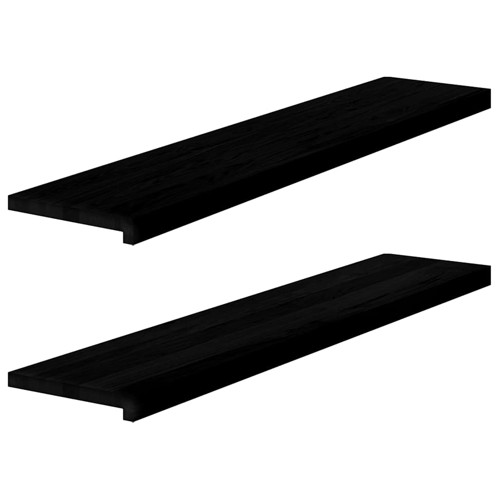 Trappstegsmattor 2 pcs mörkbrun 120x30x2 cm massiv ek