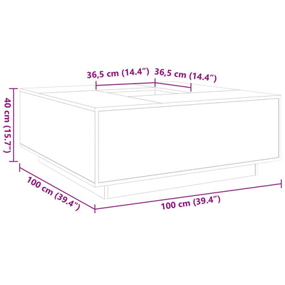 Soffbord vit 100x100x40 cm konstruerat trä