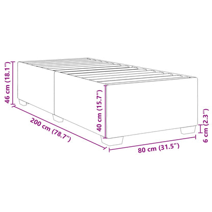 Sängram utan madrass ljusgrå 80x200 cm tyg