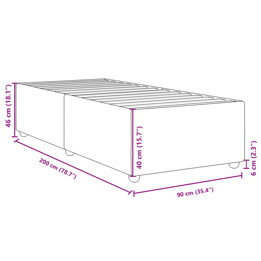 Sängram utan madrass Taupe 90x200 cm tyg