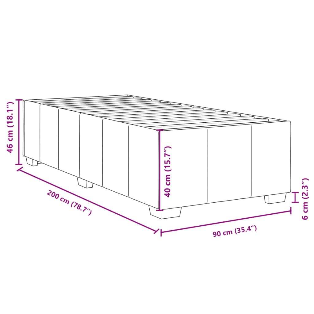 Sängram utan madrass mörkgrå 90x200 cm tyg