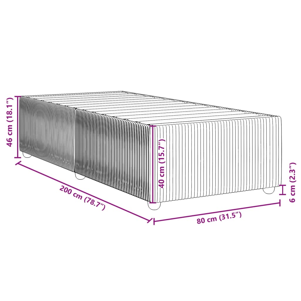 Sängram utan madrass ljusgrå 80x200 cm tyg