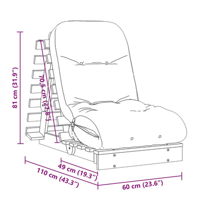 Futonbäddsoffa med madrass 60x206x11 cm impregnerad furu