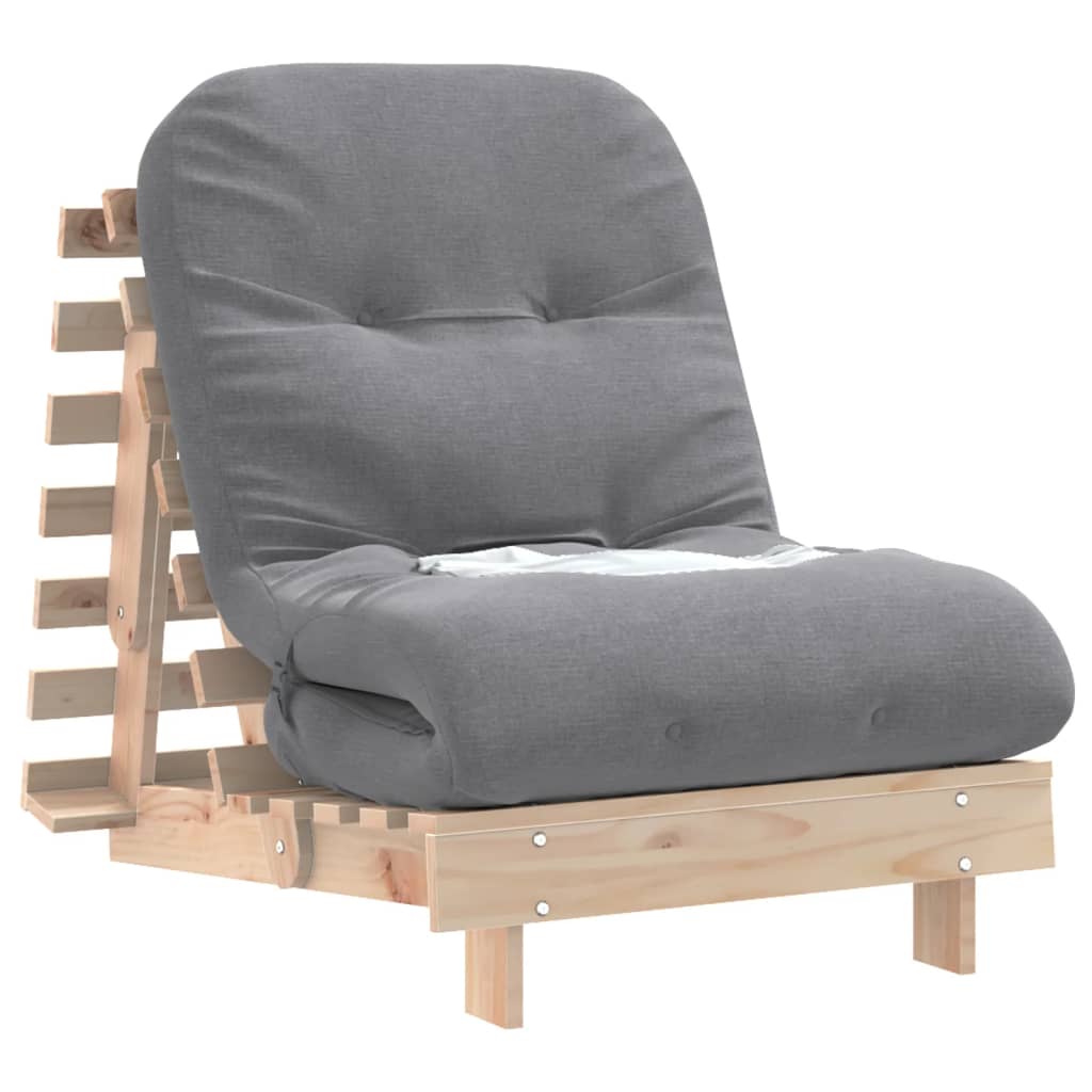 Futonbäddsoffa med madrass 70x206x11 cm massiv furu