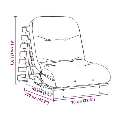 Futonbäddsoffa med madrass 70x206x11 cm massivt douglasträ