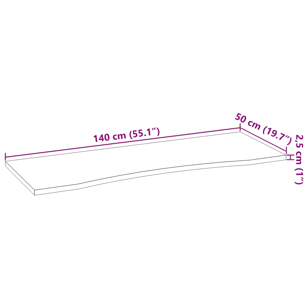 Bordsskiva mörkbrun 140x50x2,5 cm massiv ek rektangulär