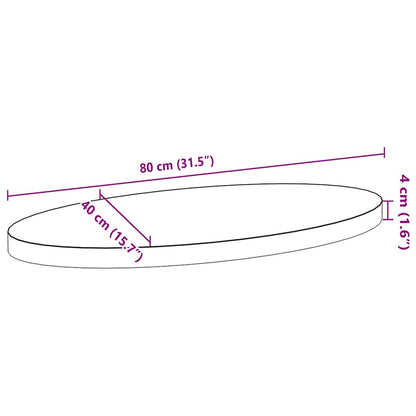 Bordsskiva 80x40x4 cm massiv ek oval