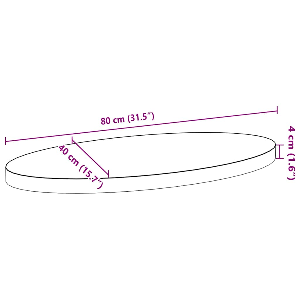 Bordsskiva ljusbrun 80x40x4 cm massiv ek oval