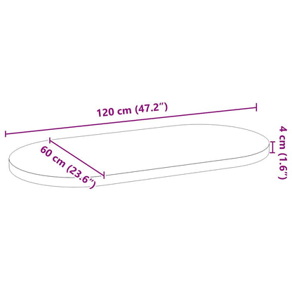 Bordsskiva 120x60x4 cm massiv ek oval