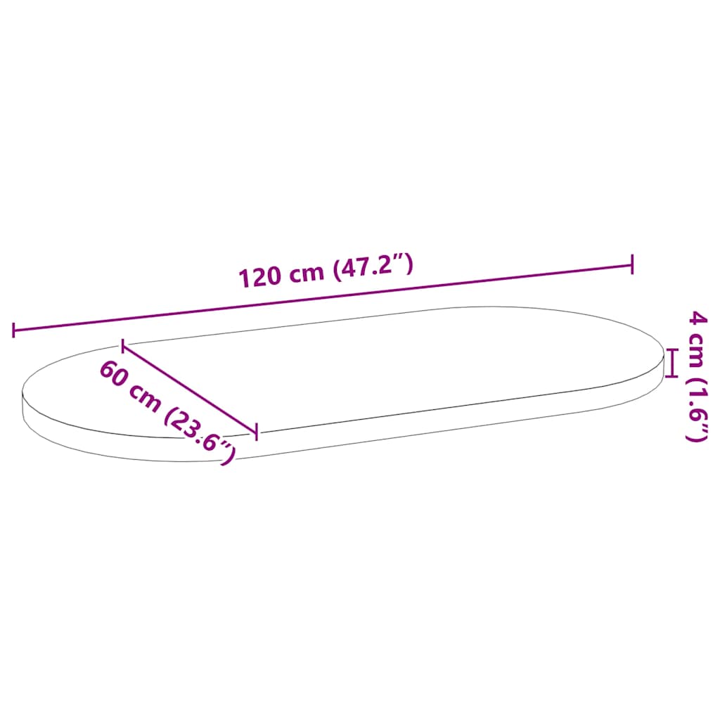 Bordsskiva ljusbrun 120x60x4 cm massiv ek oval