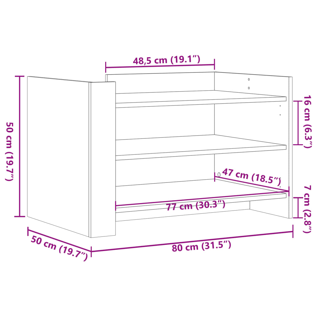 Soffbord vit 80x50x50 cm konstruerat trä