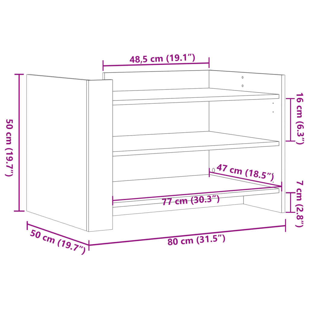 Soffbord rökfärgad ek 80x50x50 cm konstruerat trä