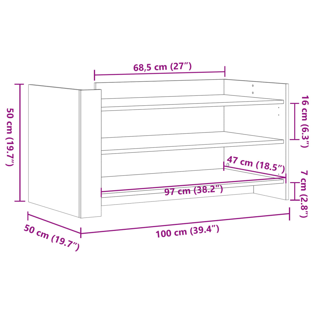 Soffbord rökfärgad ek 100x50x50 cm konstruerat trä