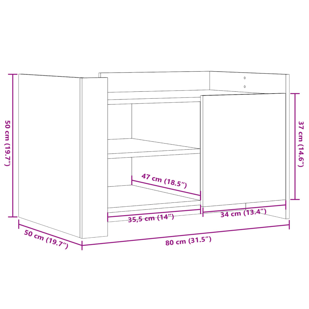 Soffbord sonoma-ek 80x50x50 cm konstruerat trä