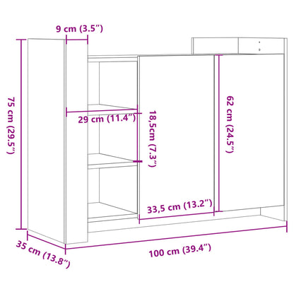 Skänk vit 100x35x75 cm konstruerat trä