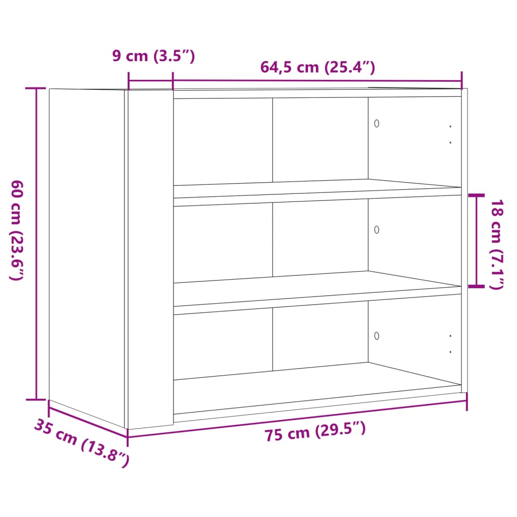 Väggskåp svart 75x35x60 cm konstruerat trä