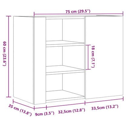 Väggskåp vit 75x35x60 cm konstruerat trä