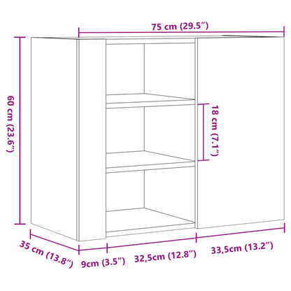 Väggskåp betonggrå 75x35x60 cm konstruerat trä