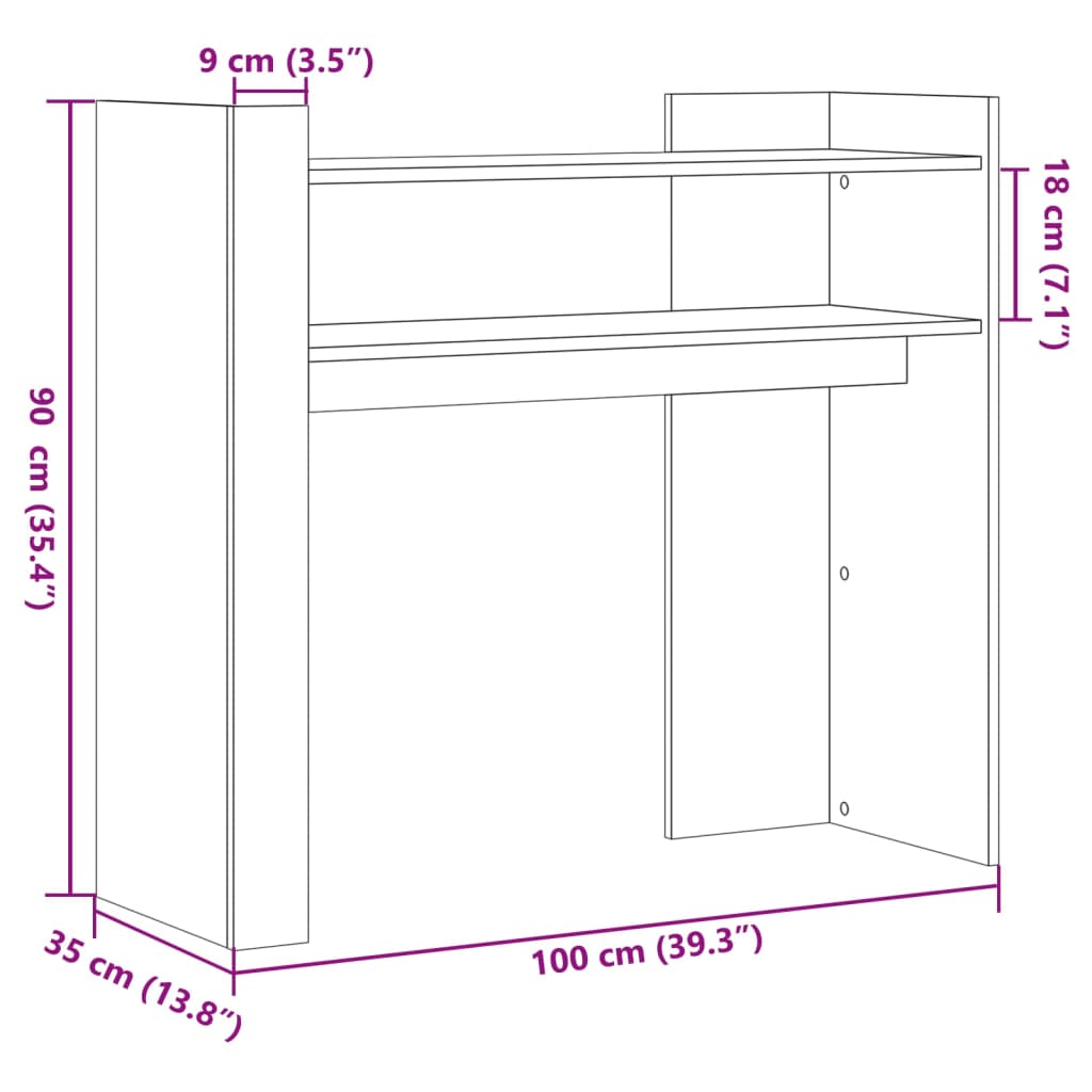 Avlastningsbord vit 100x35x90 cm konstruerat trä