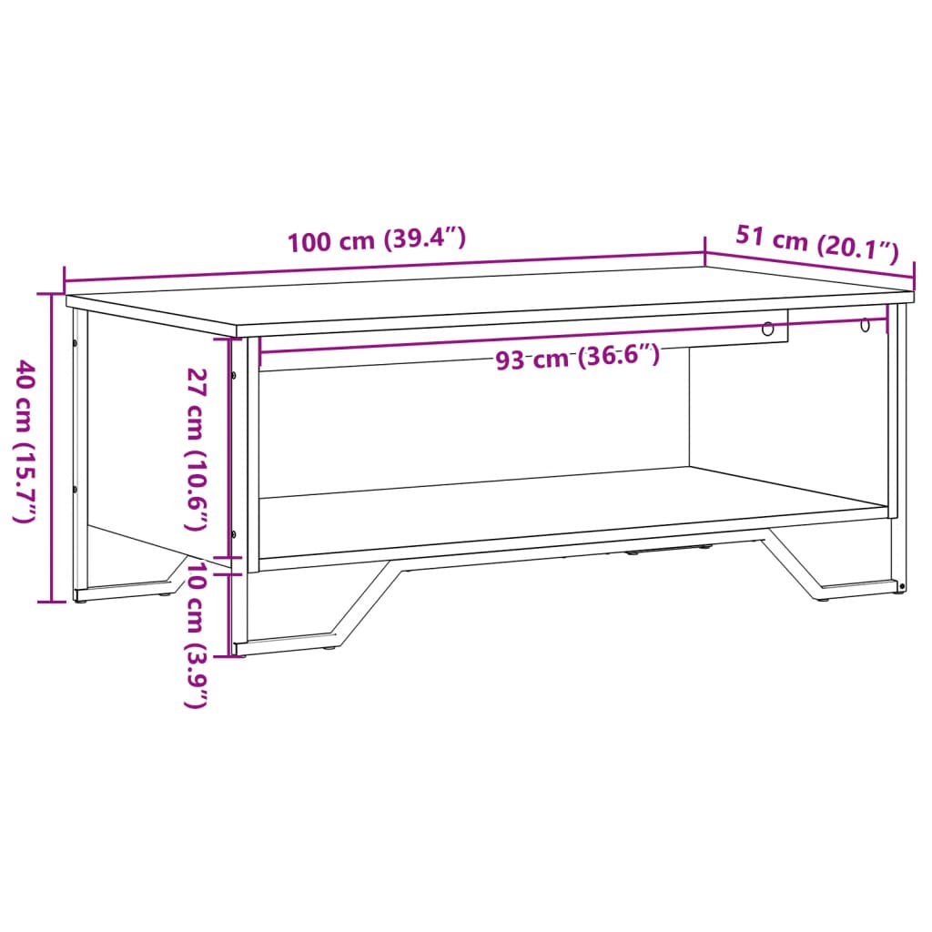 Soffbord sonoma-ek 100x51x40 cm konstruerat trä