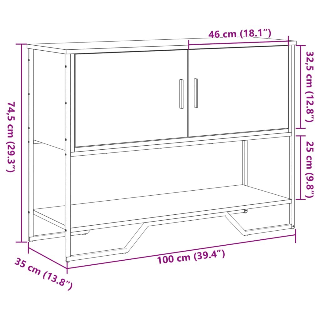 Konsolbord svart 100x35x74,5 cm konstruerat trä