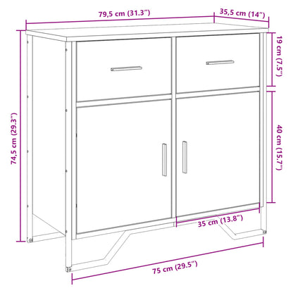 Skänk sonoma-ek 79,5x35,5x74,5 cm konstruerat trä