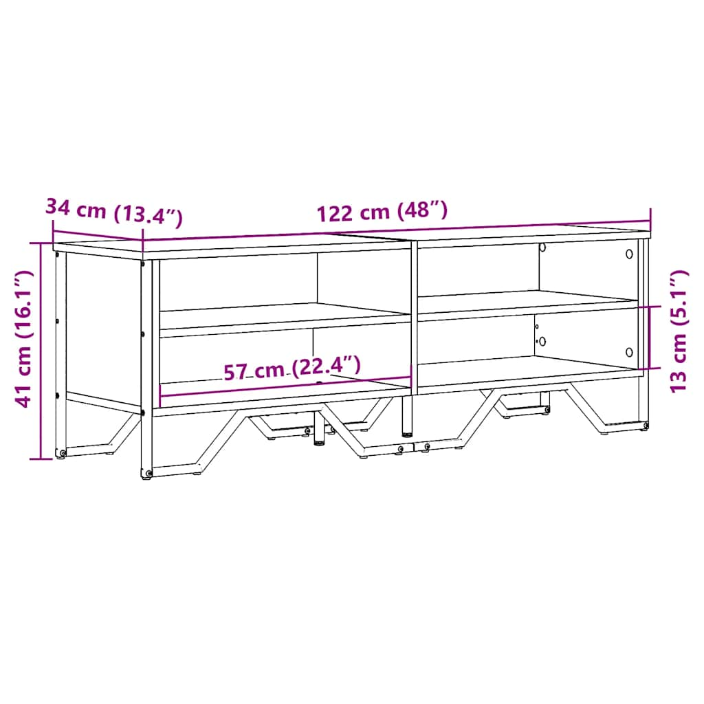 Tv-bänk sonoma ek 122x34x41 cm konstruerat trä