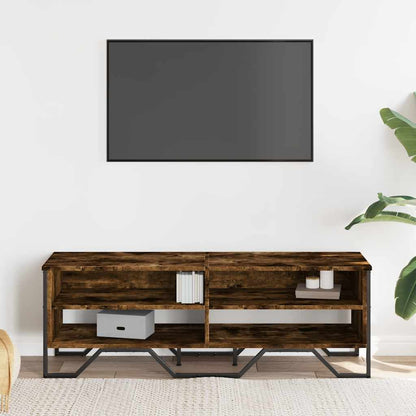 Tv-bänk rökfärgad ek 122x34x41 cm konstruerat trä